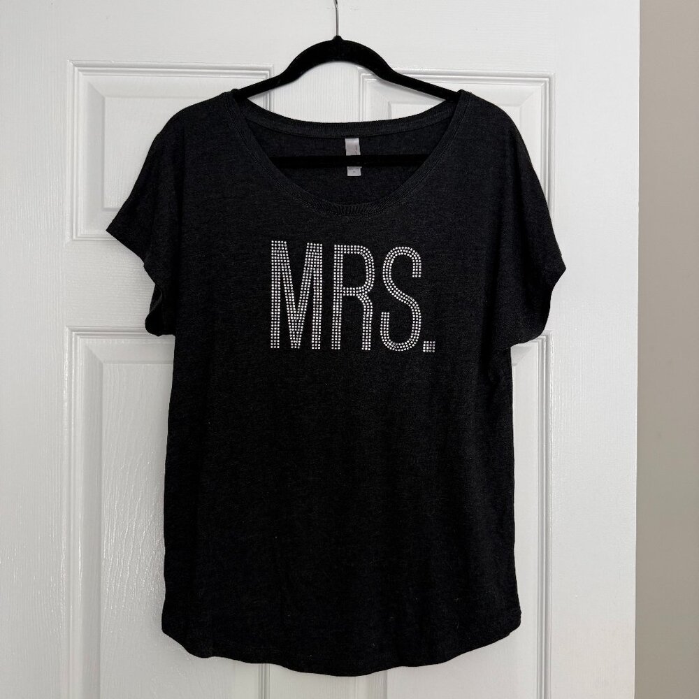 Mrs Shirt with Rhinestone Lettering for Brides - Size Medium